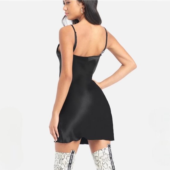Bebe Satin Cowl Neck Slip Dress in Black Size Small - Picture 3 of 9